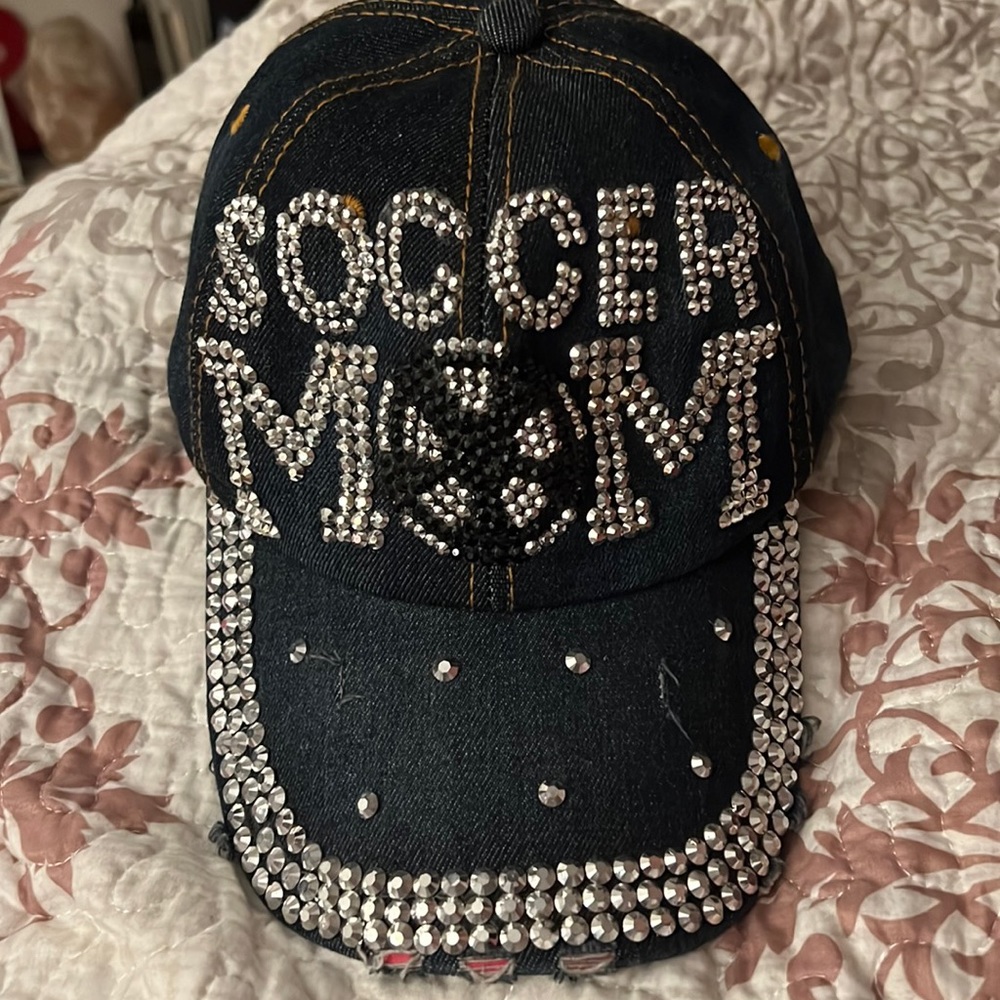 Denim and bling soccer mom hat very nice never worn